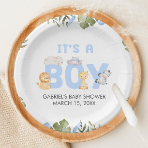 Plato De Papel Chico Safari Animal Baby Shower 