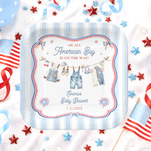 Plato De Papel Chico totalmente americano Baby Shower