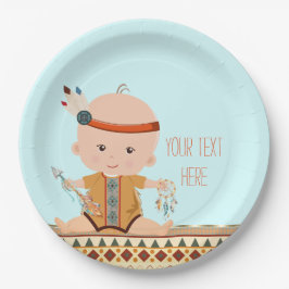 Plato De Papel Chico Tribal Baby Shower Boho