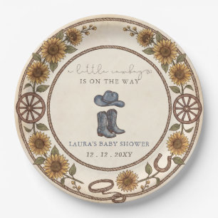 Plato De Papel Chico vaquero Baby Shower