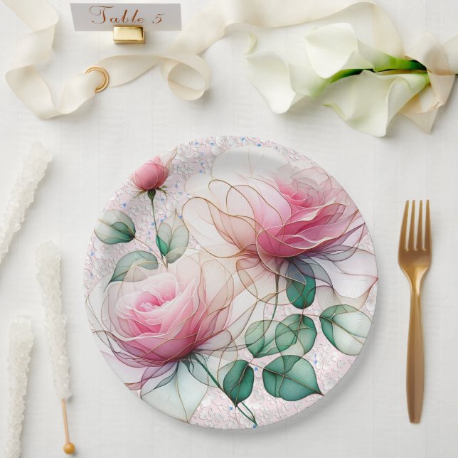 Plato De Papel Chiffon Pink Rose (Boda)