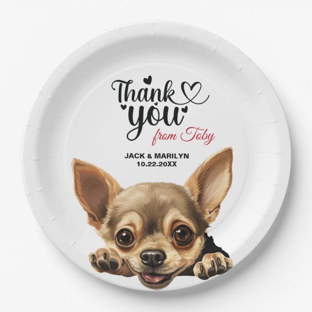 Plato De Papel Chihuahua Boda Gracias (Anverso)