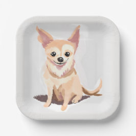 Plato De Papel Chihuahua Dog | Cute Dog Pet Puppy Watercolor