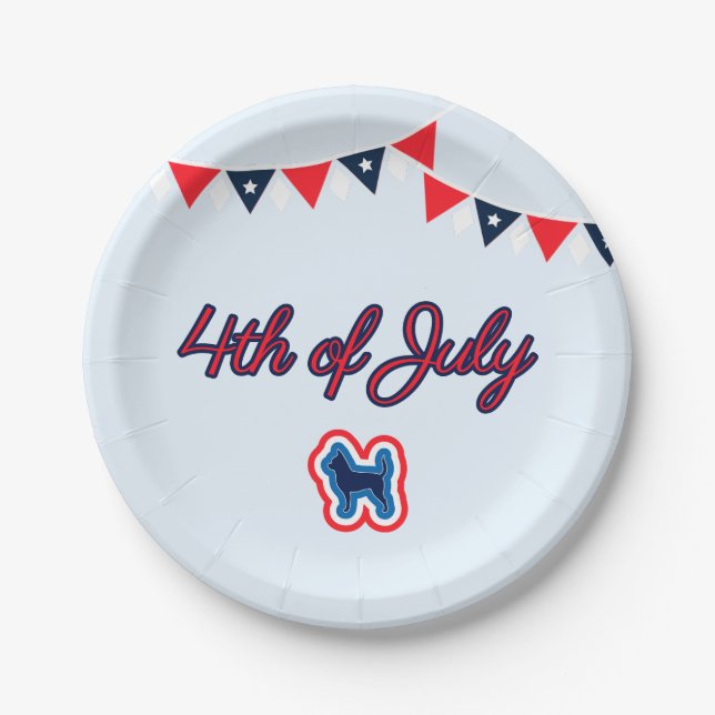 Plato De Papel Chihuahua Patriótico Rojo Blanco Y Azul 4 De Julio (Anverso)