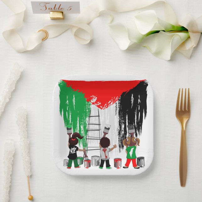 Plato De Papel Children of Gaza Painting Palestine Flag  (Boda)