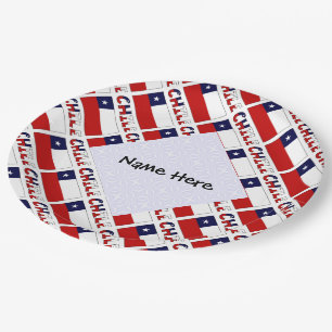 Plato De Papel Chile Bandera Chilena Personalizada en mosaico
