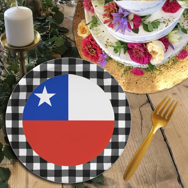 Plato De Papel Chile Plate, manta de búfalo y bandera chilena (Subido por el creador)