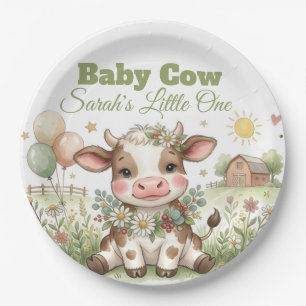 Plato De Papel Chimenea de bebé personalizada de vaca para baby s