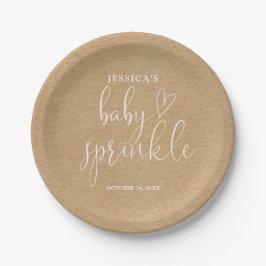 Plato De Papel Chimenea Rústica Kraft Neutral Sprinkle de Baby Sh
