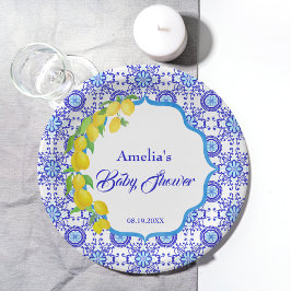 Plato De Papel Chimeneas de Acuarela Amalfi Baby Shower