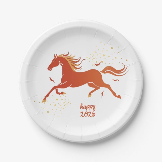 Plato De Papel Chinese New Year 2026 Horse Ink New Year Party (Anverso)
