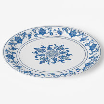 Chinoisería azul blanca vintage minimalista de mod