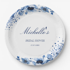 Plato De Papel Chinoiserie asiática Floral azul claro Bridgerton