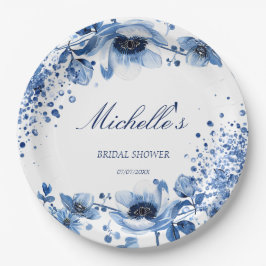 Plato De Papel Chinoiserie asiática Floral azul claro Bridgerton