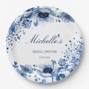 Plato De Papel Chinoiserie asiática Floral azul claro Bridgerton