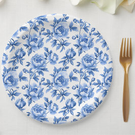 Plato De Papel Chinoiserie azul