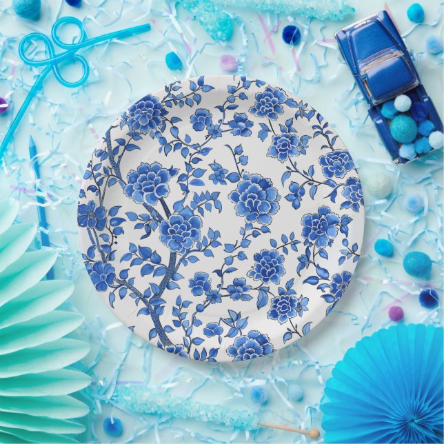 Plato De Papel Chinoiserie Azul Oriental (Fiesta)