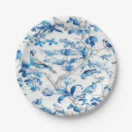 Plato De Papel Chinoiserie azul y blanca