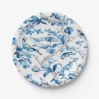 Plato De Papel Chinoiserie azul y blanca
