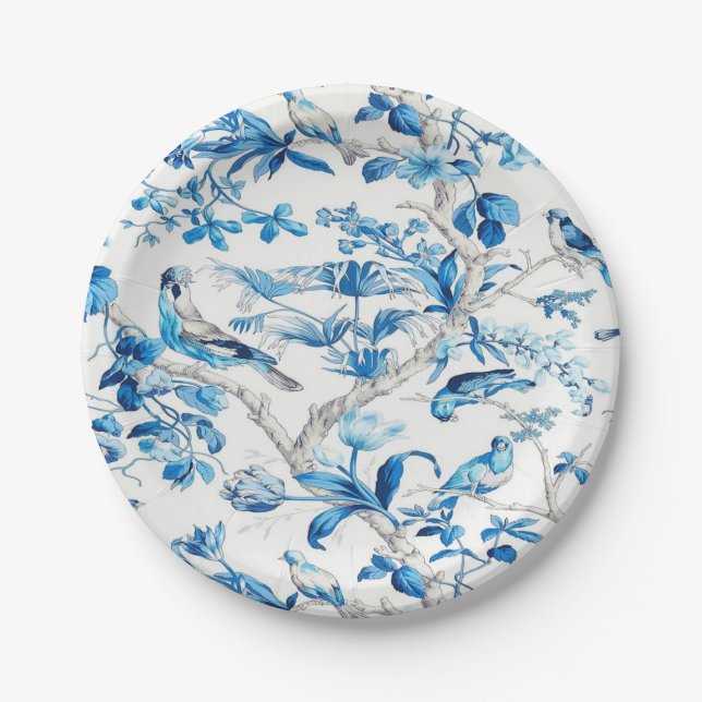 Plato De Papel Chinoiserie azul y blanca (Anverso)