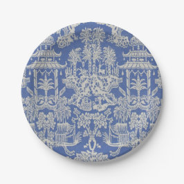 Plato De Papel Chinoiserie azul y blanca