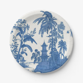 Plato De Papel Chinoiserie azul y blanca