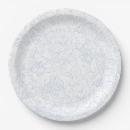 Plato De Papel Chinoiserie Blue Peony Boda