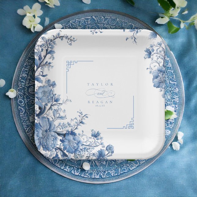 Plato De Papel Chinoiserie Boda de borde floral ID1094 (Subido por el creador)