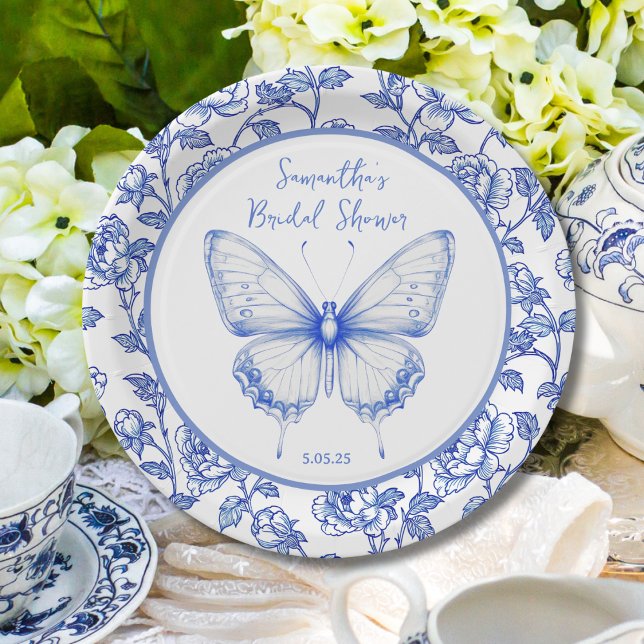 Plato De Papel Chinoiserie Butterfly Bridal Shower (Subido por el creador)