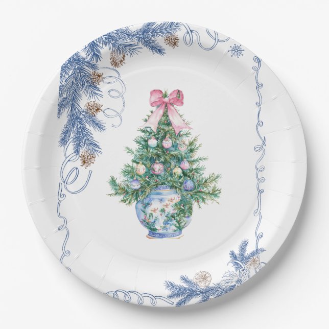 Plato De Papel Chinoiserie Christmas Paper Plate (Anverso)