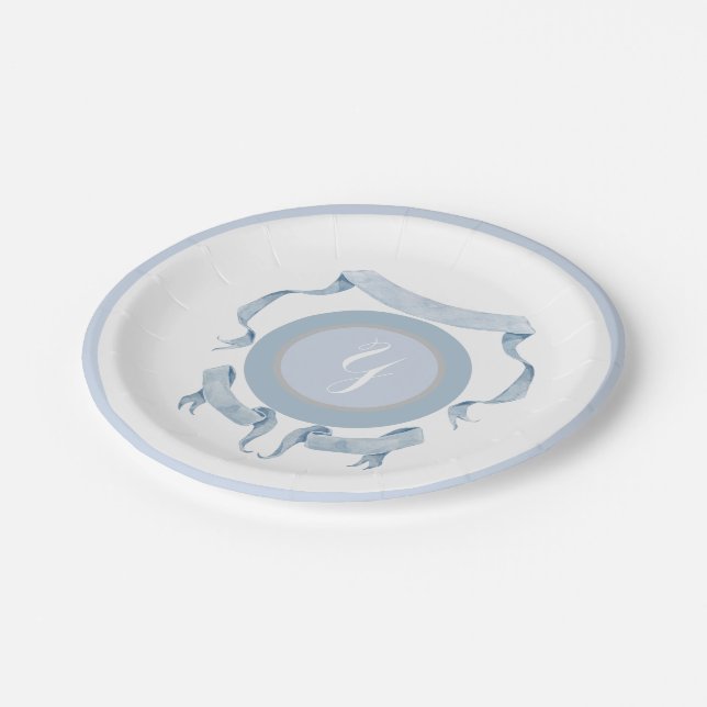 Plato De Papel Chinoiserie Cinta azul Escudo Escudo (Angular)