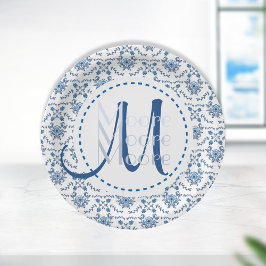 Plato De Papel Chinoiserie Delft Blue Pattern・Personalizado
