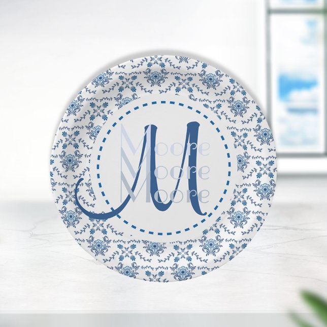 Plato De Papel Chinoiserie Delft Blue Pattern・Personalizado (Subido por el creador)