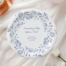 Plato De Papel Chinoiserie Floral Algo Azul Despedida de Soltera