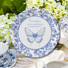 Plato De Papel Chinoiserie Mariposa Cumpleaños Plate