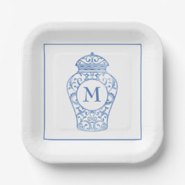 Plato De Papel Chinoiserie Monogrammed Ginger Jar Plates