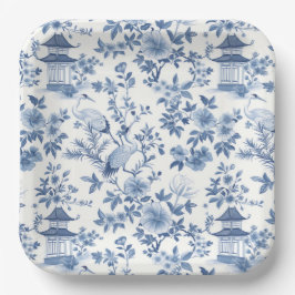 Plato De Papel Chinoiserie Pagoda Crane