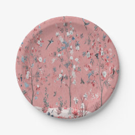 Plato De Papel Chinoiserie rosa