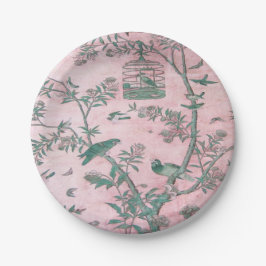 Plato De Papel Chinoiserie rosa