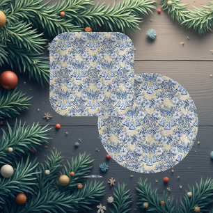 Plato De Papel Chinoiserie Vintage Campanas de Corona Azul Fiesta