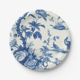 Plato De Papel Chinoiseries azules y blancas