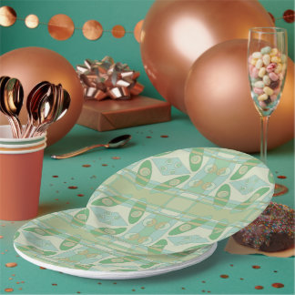 Plato De Papel Chintz bohemio nuevo verde oliva