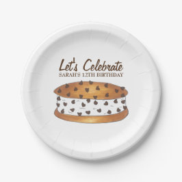 Plato De Papel Chip de chocolate galleta de galleta helado sándwi