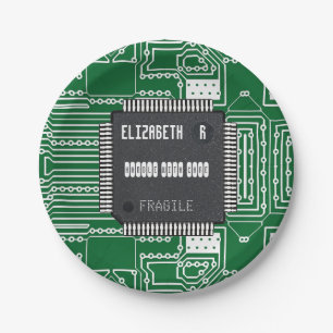 Plato De Papel Chip En La Tarjeta De Circuito Impreso Con Su Nomb