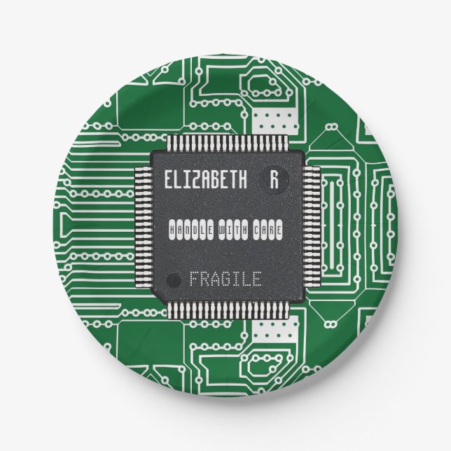 Plato De Papel Chip En La Tarjeta De Circuito Impreso Con Su Nomb (Anverso)