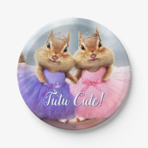 Plato De Papel Chipmunk Ballerina Duo
