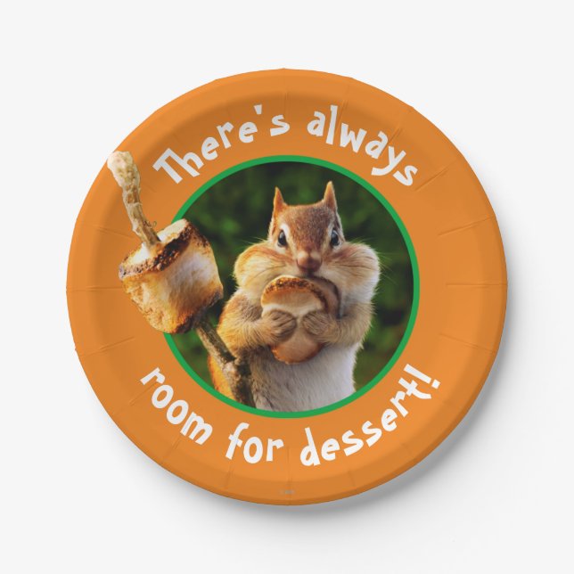 Plato De Papel Chipmunk Comer malvavisco (Anverso)