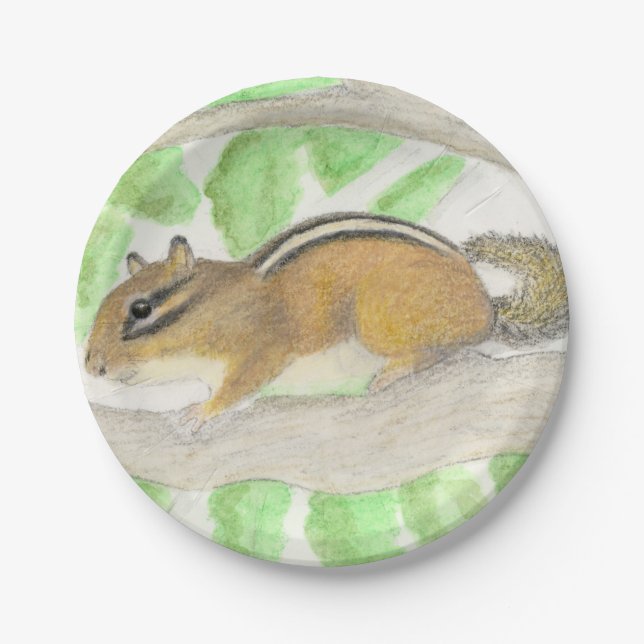 Plato De Papel Chipmunk en el árbol de Apple (Anverso)