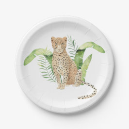 Plato De Papel Chita, leopardo, jungla, animales de la selva