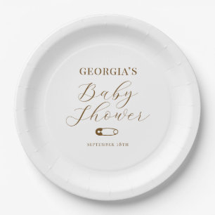 Plato De Papel Chocolate Brown Chic Baby Shower